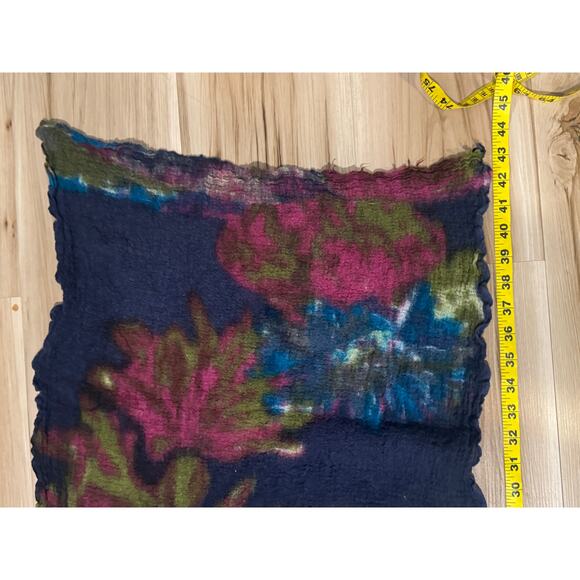Saachi Hand Dyed Silk Wool Scarf Boho Textured Artsy Unique Colorful - Picture 5 of 6